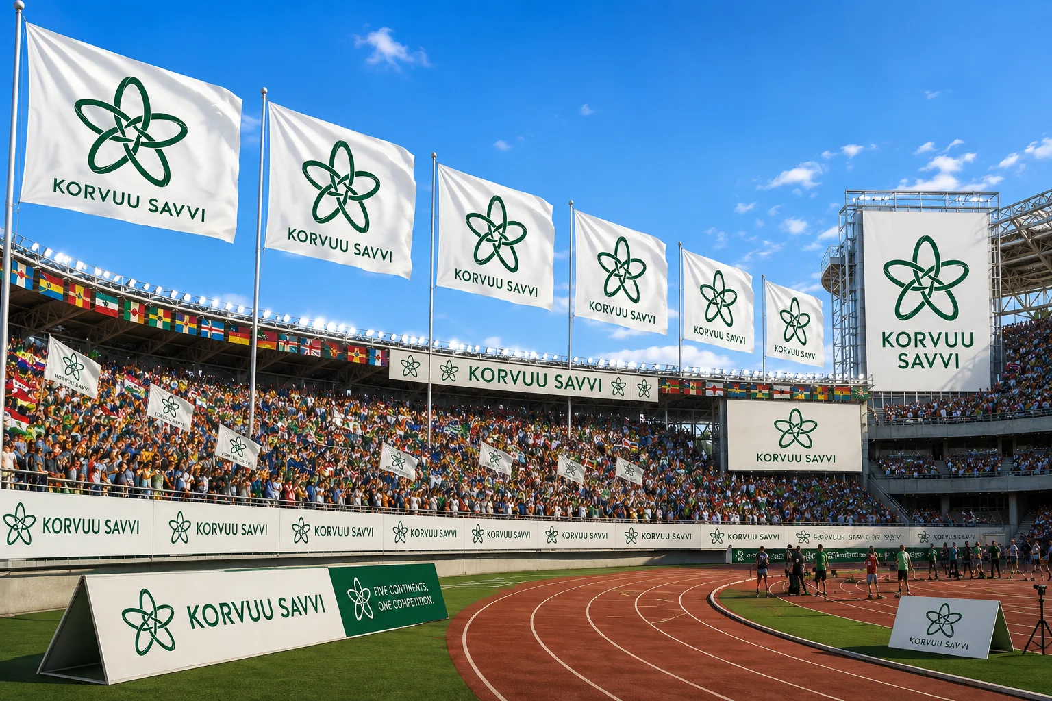 Korvuu Savvi world stadium filled with competing nations